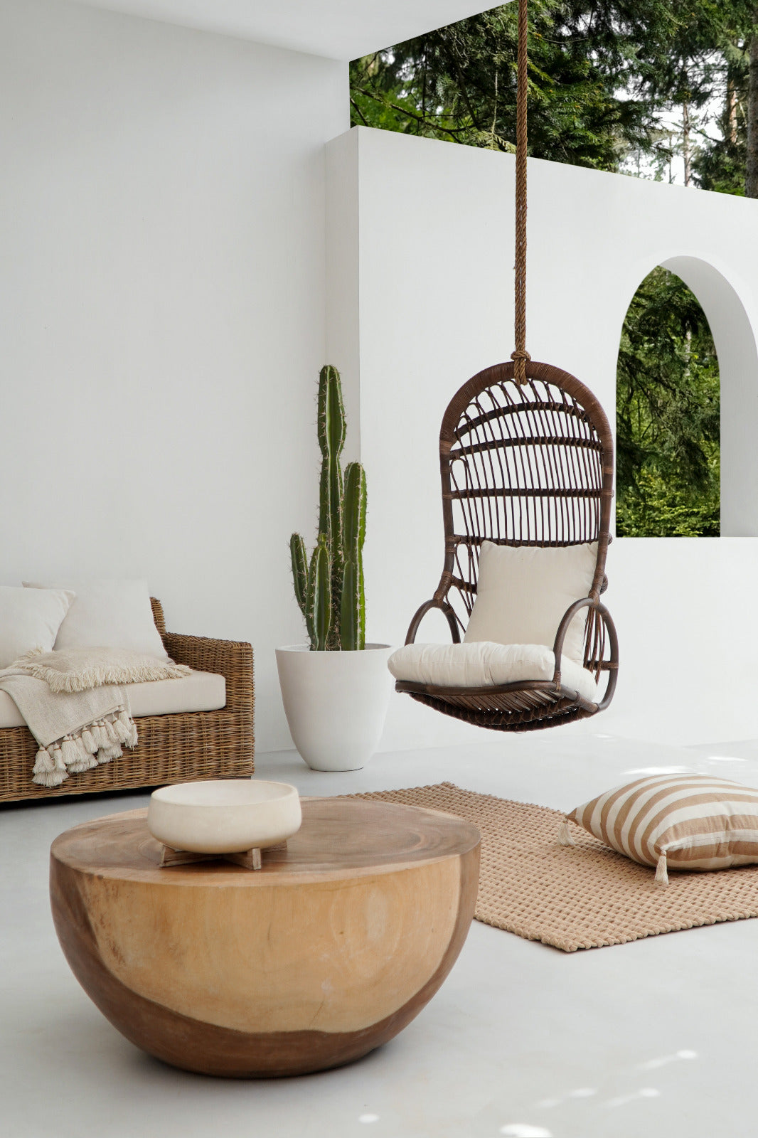 Rattan hanging chair – Sergio, natural natural materials in boho style