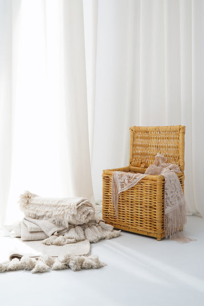 Luna laundry basket, boho decor handmade by Balinese artisans