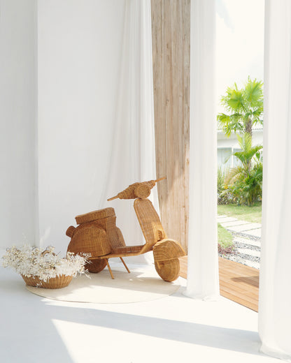 Rattan decorative piece – Vespa – boho decor handmade in Bali by BaliSouk