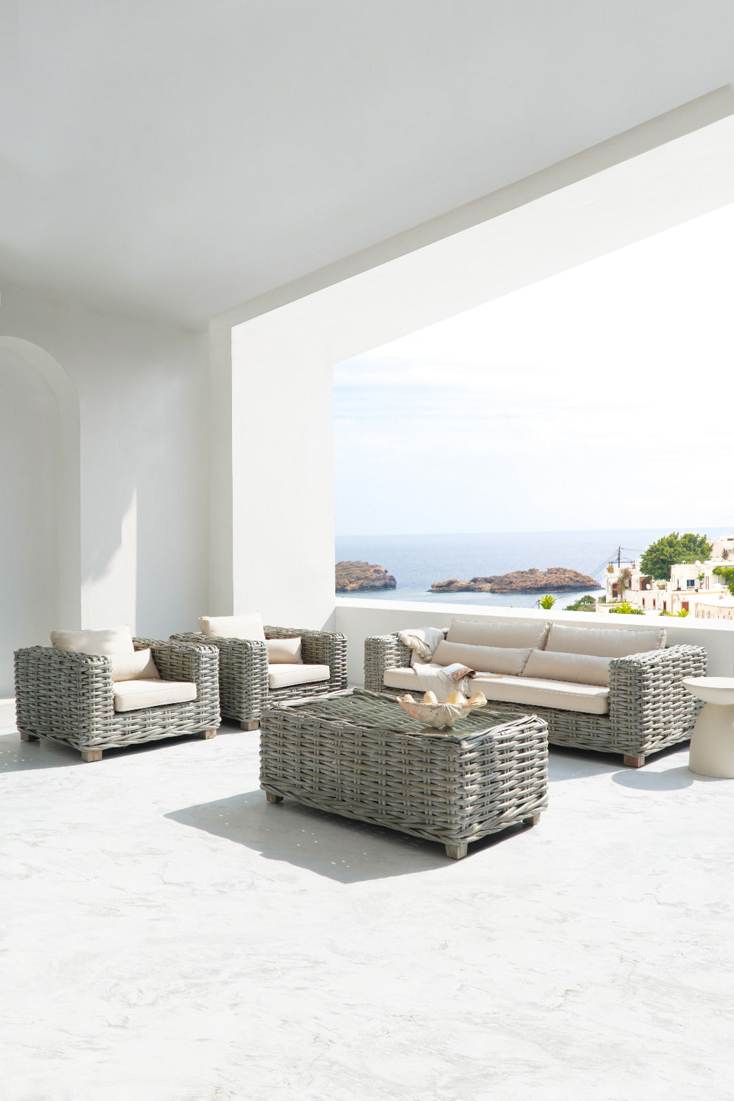 Saint Tropez living set in natural materials – handmade boho furniture from Bali