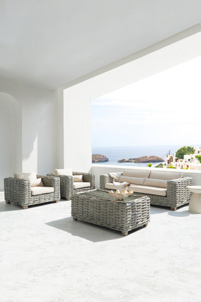 Saint Tropez living set in natural materials – handmade boho furniture from Bali
