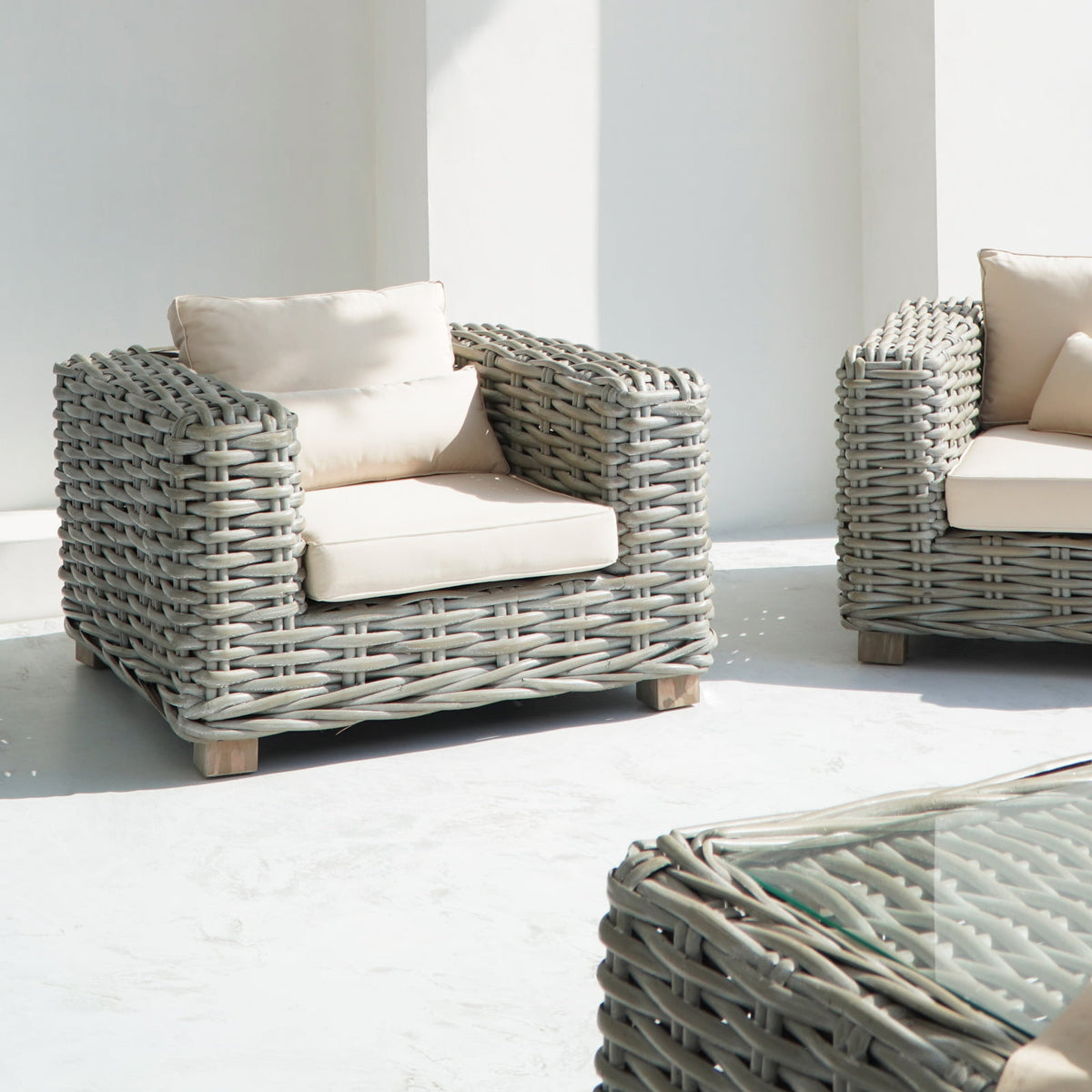 Saint Tropez living set in natural materials – boho furniture by BaliSouk
