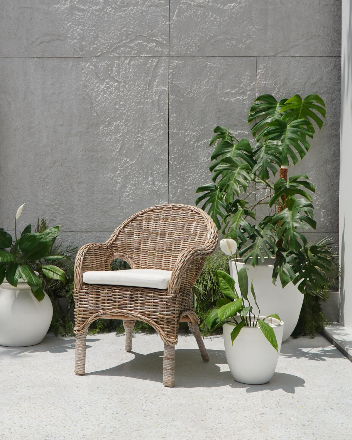 Athena Stackable Armchair With White Seat Cushion – Set of 2