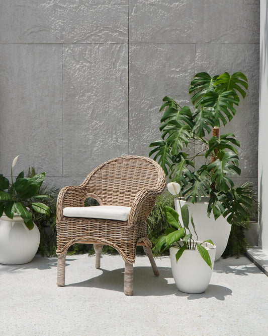 Bali Furniture – Athena Stackable Armchair With White Seat Cushion