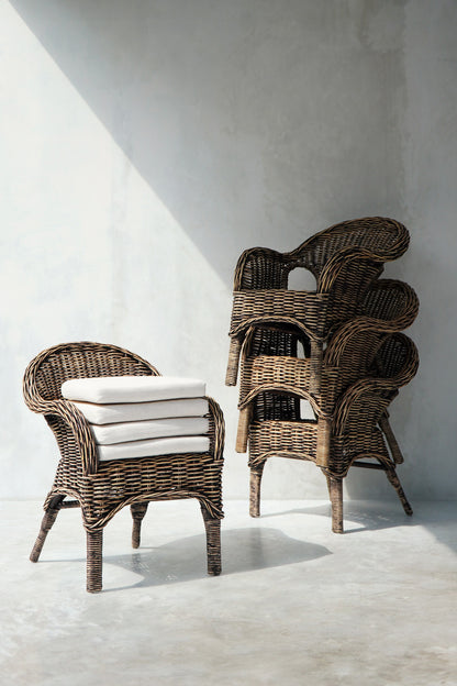 Kalamata Stackable Armchair With White Seat Cushion