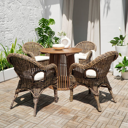 Kalamata Stackable Armchair With White Seat Cushion