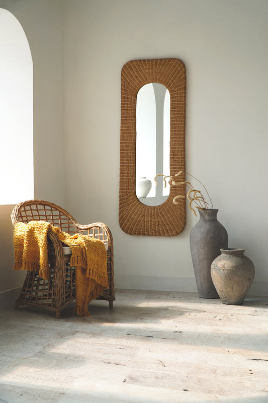 rattan mirror Melina – boho decor handcrafted in Bali by BaliSouk