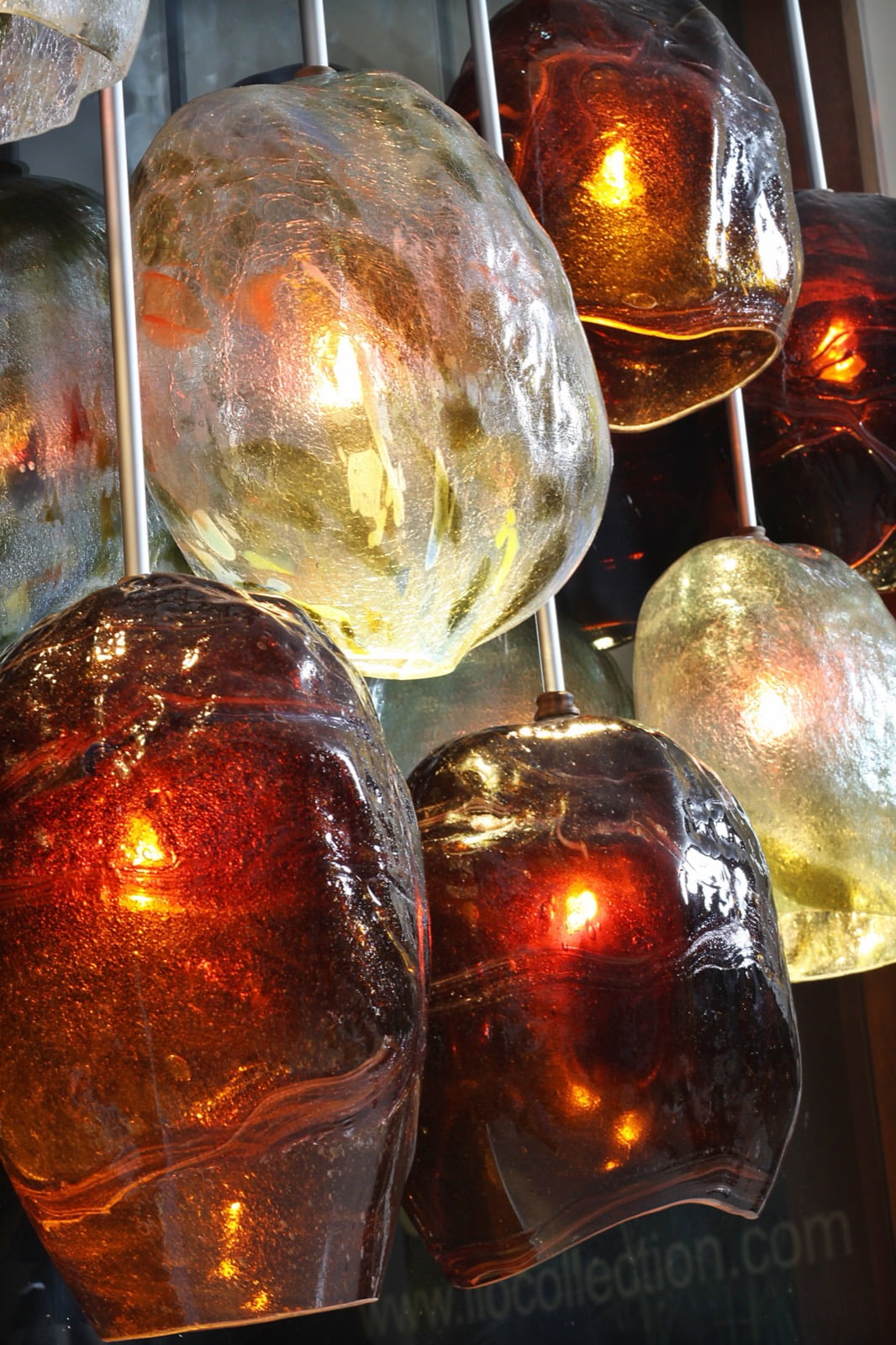 Glass pendant lamp Glass – boho decor, handwoven and handmade in Bali