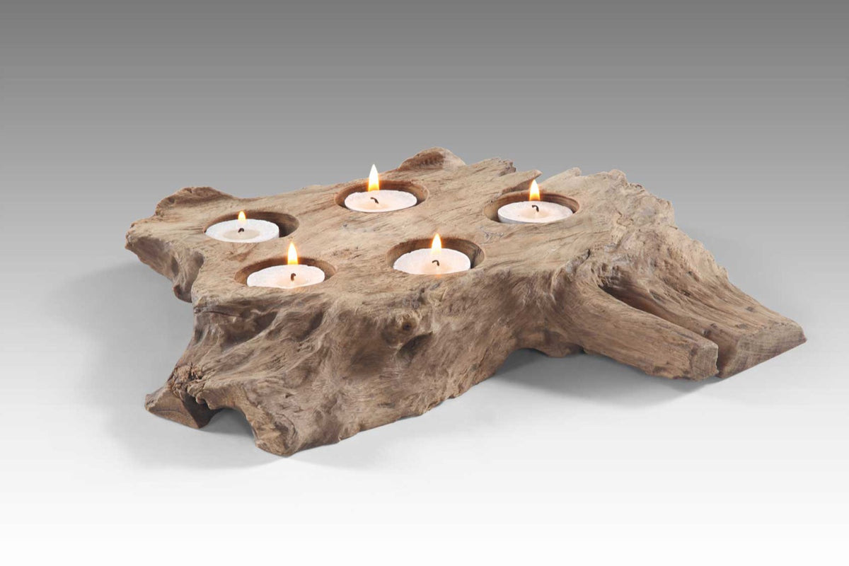 Teak Root 5 Holes Candle Holder