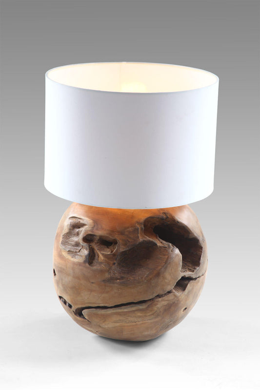 Teak Ball Table Lamp Without Electric Cable