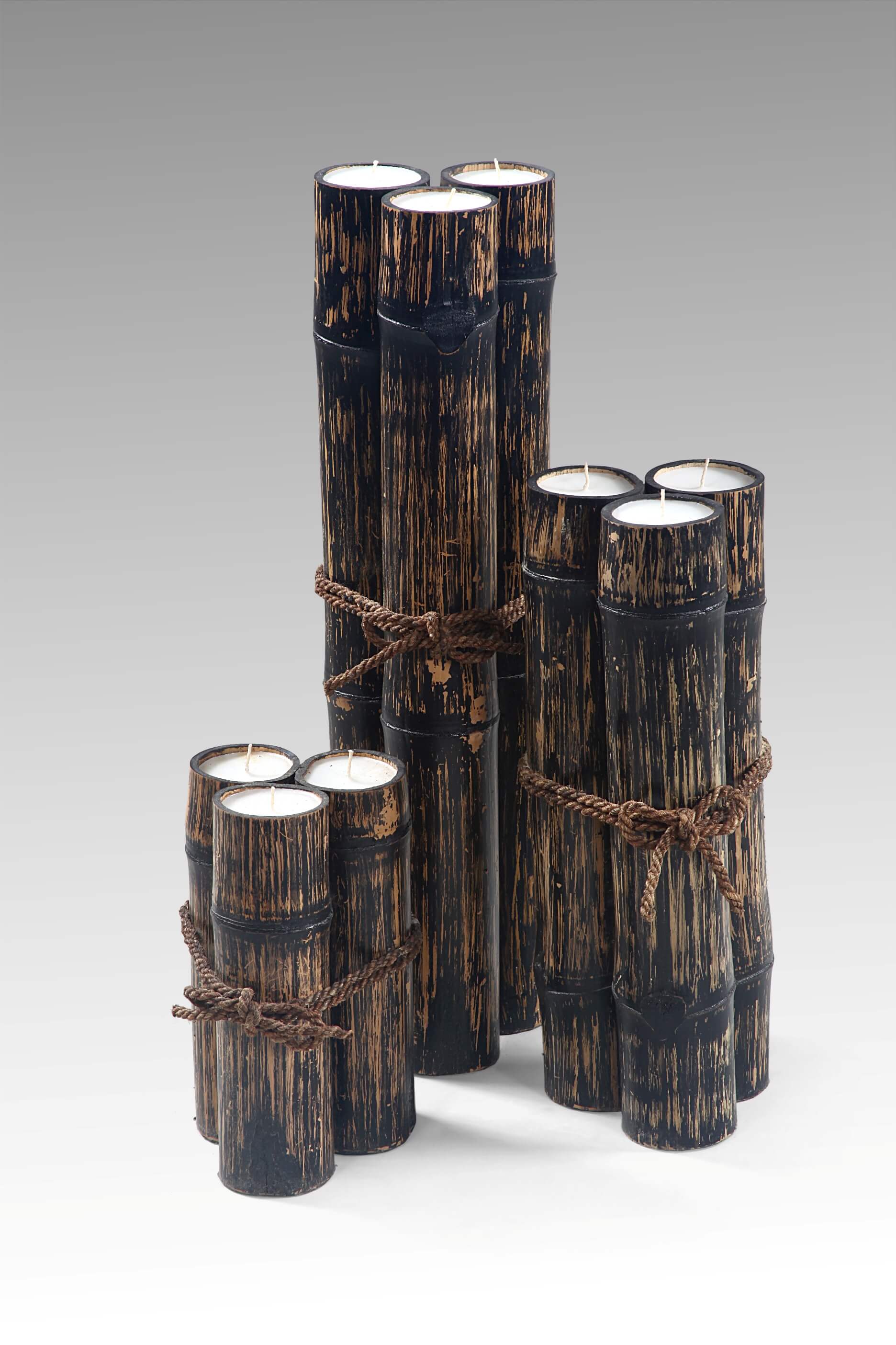 Big Triple Bamboo Candle Set Of Three