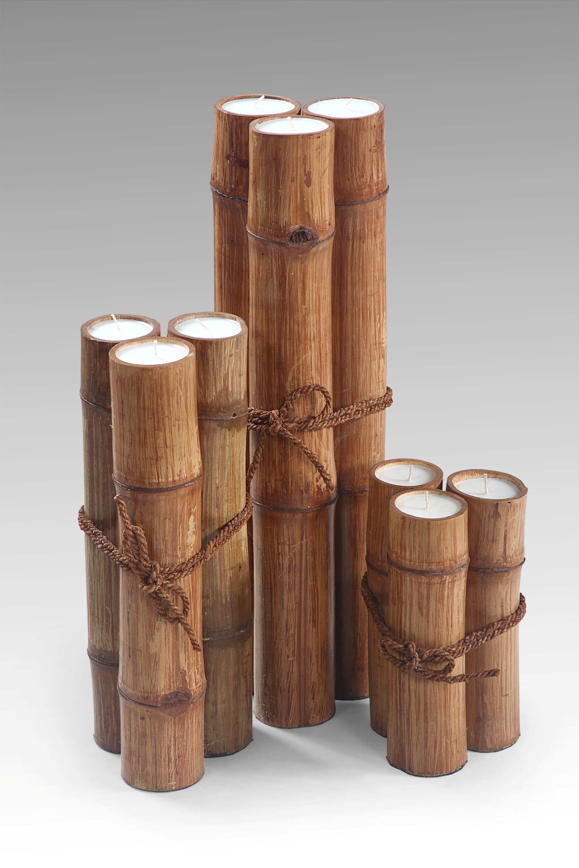 Big Triple Bamboo Candle Set Of Three