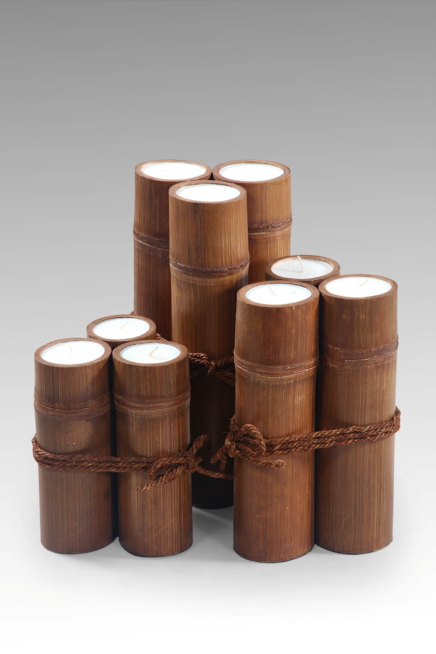 Small Triple Bamboo Candle Set Of Three