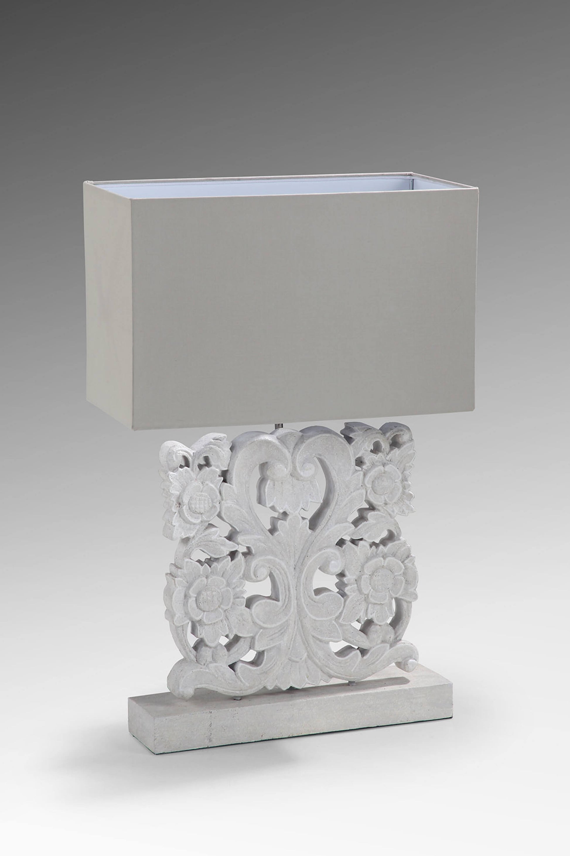 Bali Furniture – Carving Table Lamp With Shade Without Electric Cable
