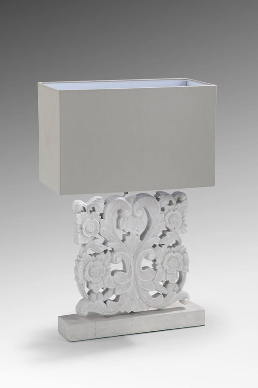 Bali Furniture – Carving Table Lamp With Shade Without Electric Cable