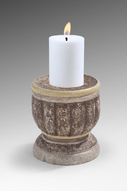 Teak candle holder Candle Holder – boho decor, handwoven and handmade in Bali
