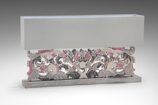 Bali Furniture – Carving Table Lamp With Shade Without Electric Cable