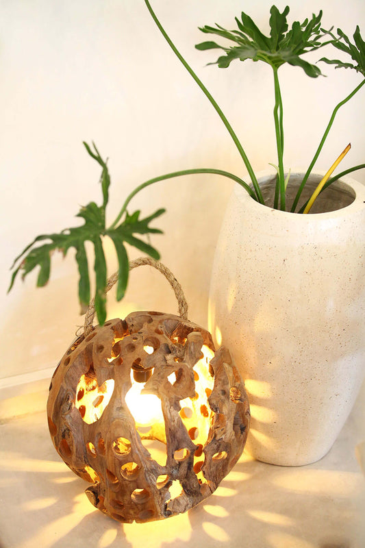 Teak Ball With Light Without Electric Cable