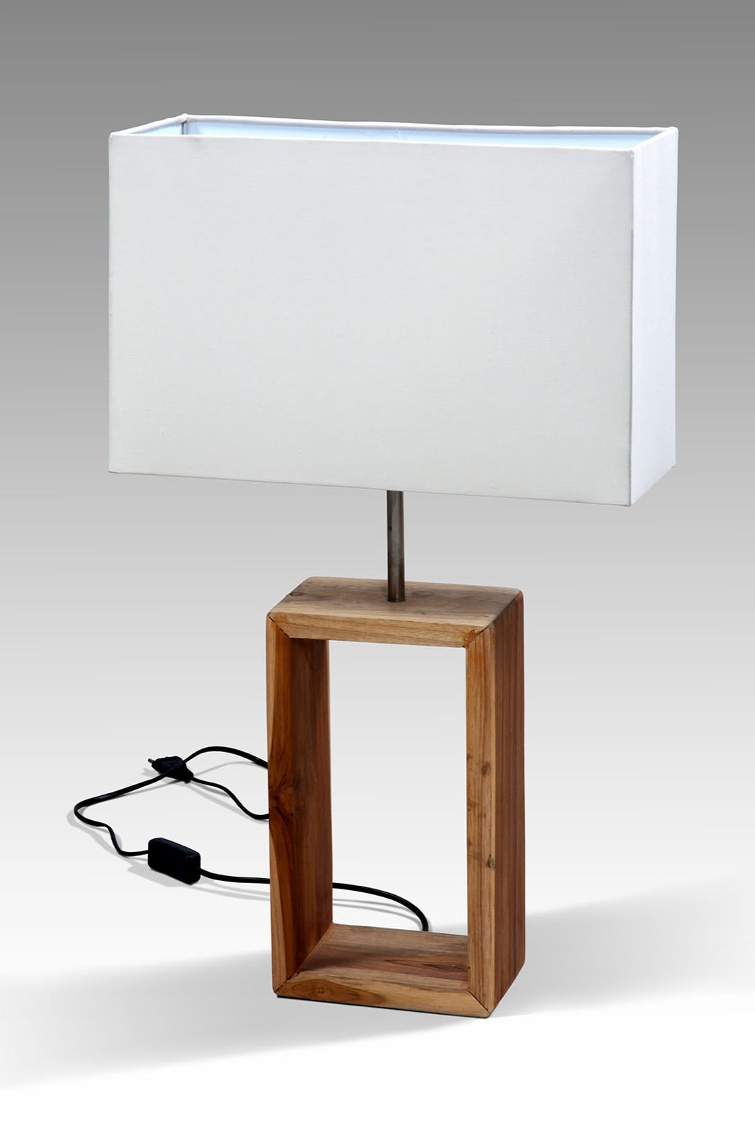 Teak table lamp Rossi – boho decor, handwoven and handmade in Bali