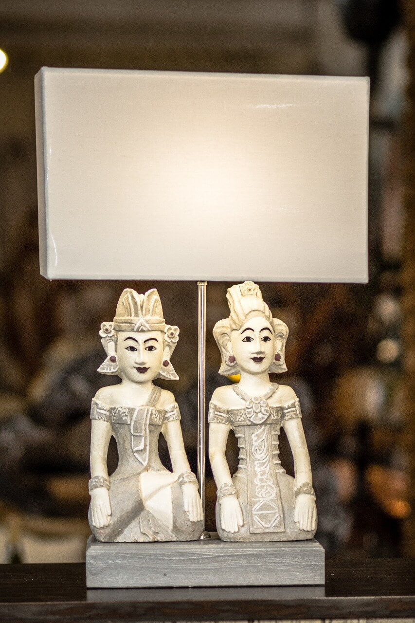 Balinese Couple Table Lamp Without Electric Cable