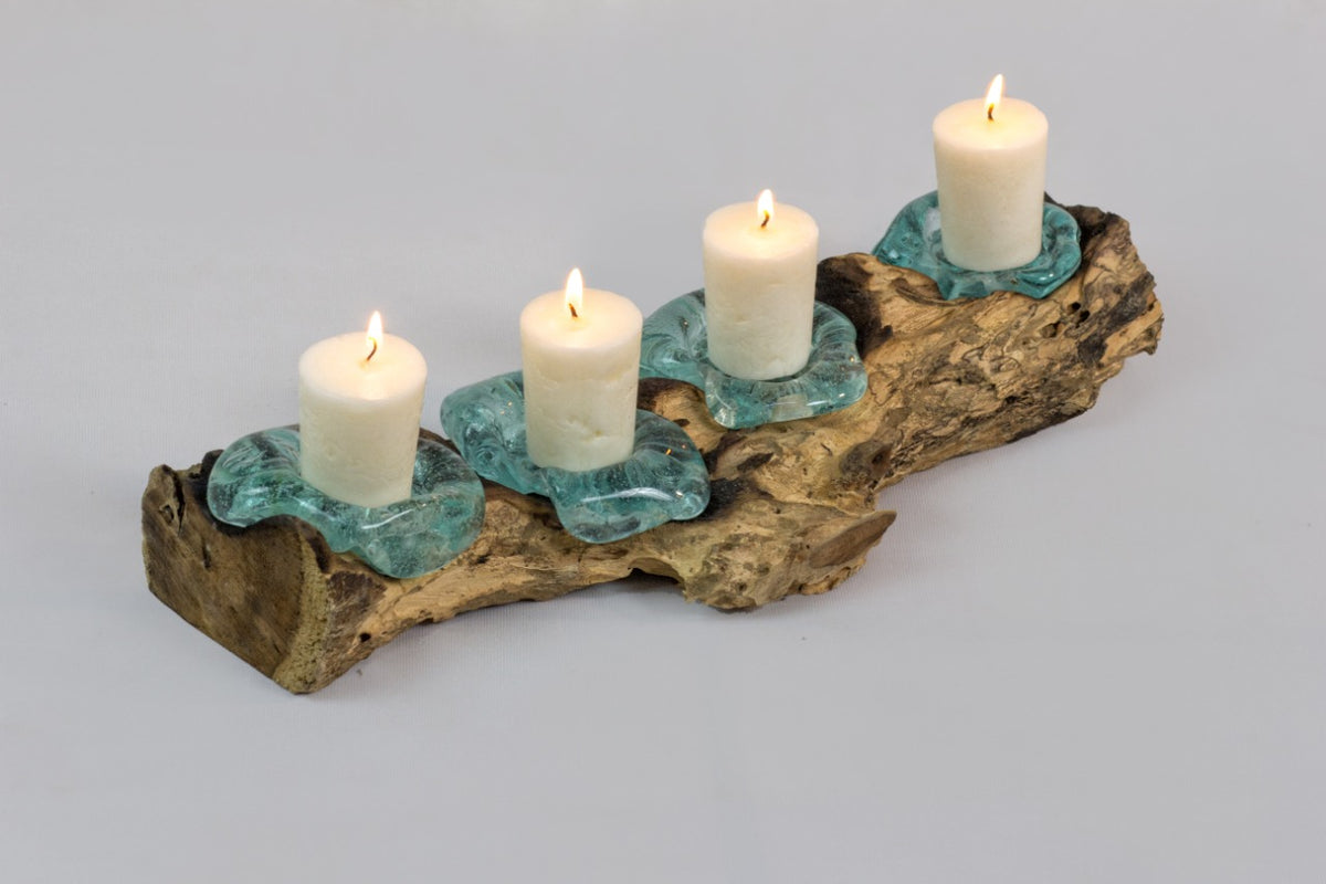 Four Candle Holders candle holder in natural materials – handmade boho decor from Bali