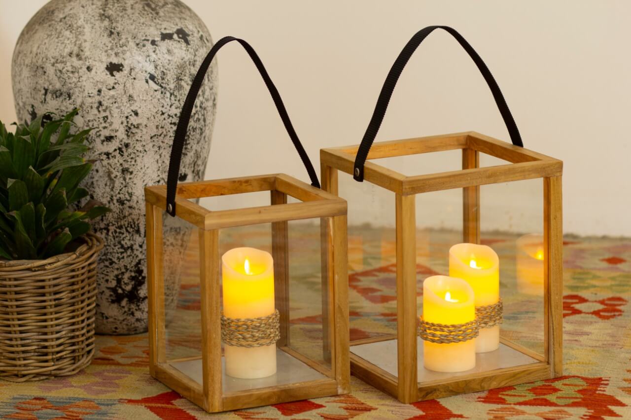 Solomon Teak Lanterns S/2