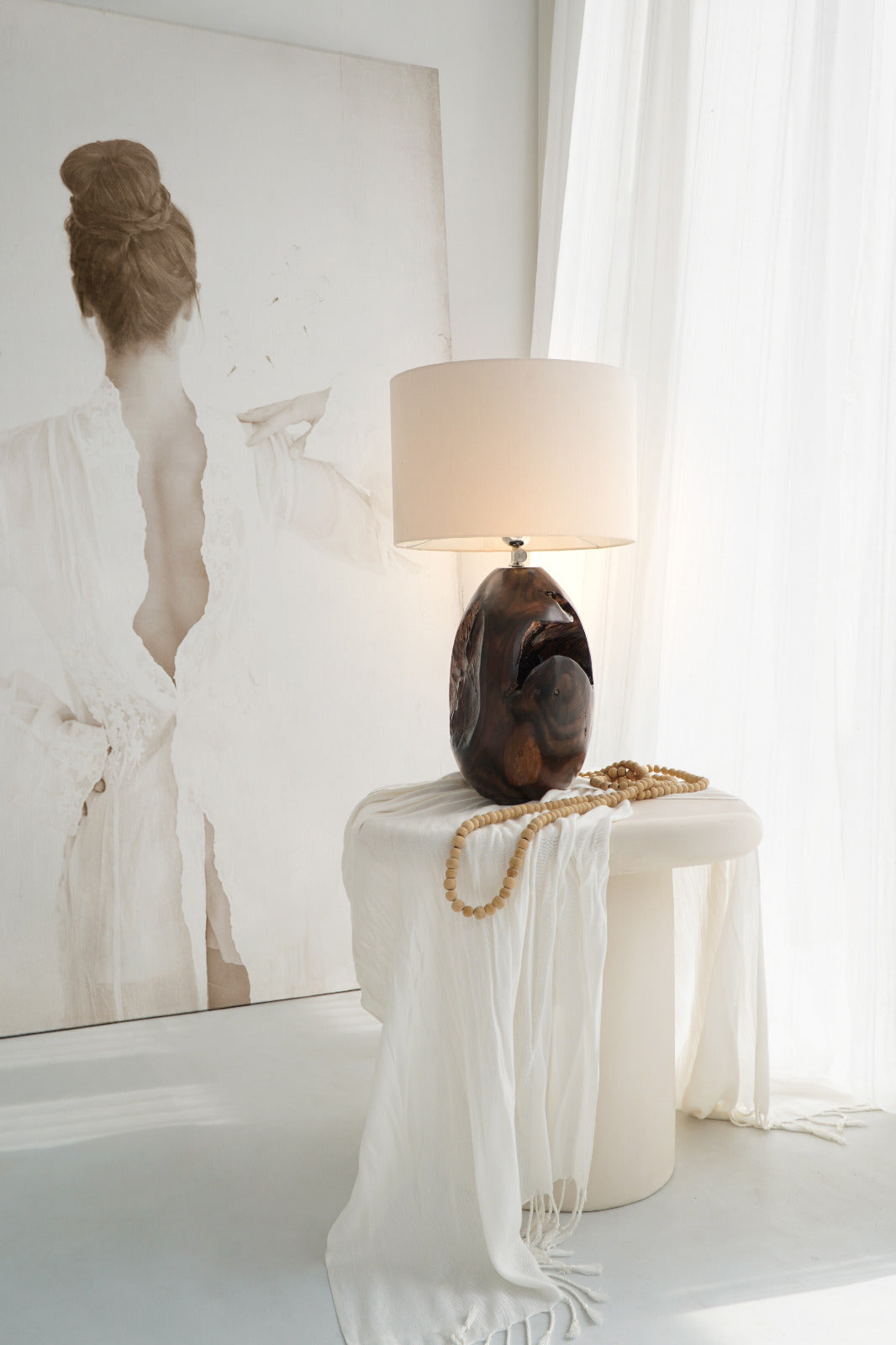Teak table lamp – Sonora, natural natural materials in boho style