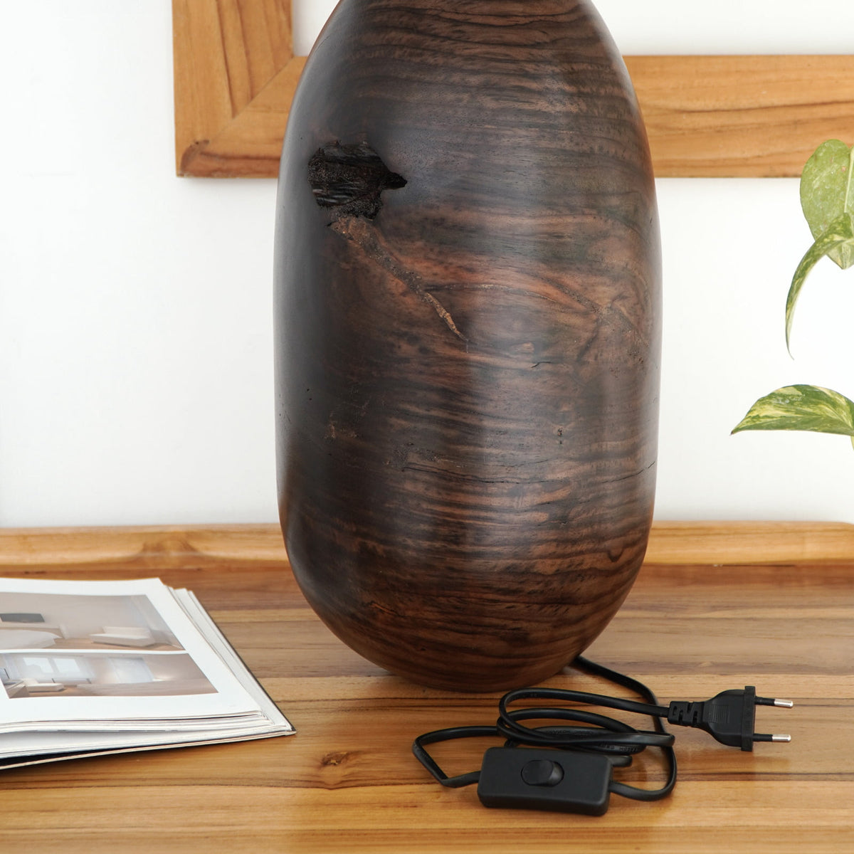 Teak table lamp – Sonora, natural natural materials in boho style