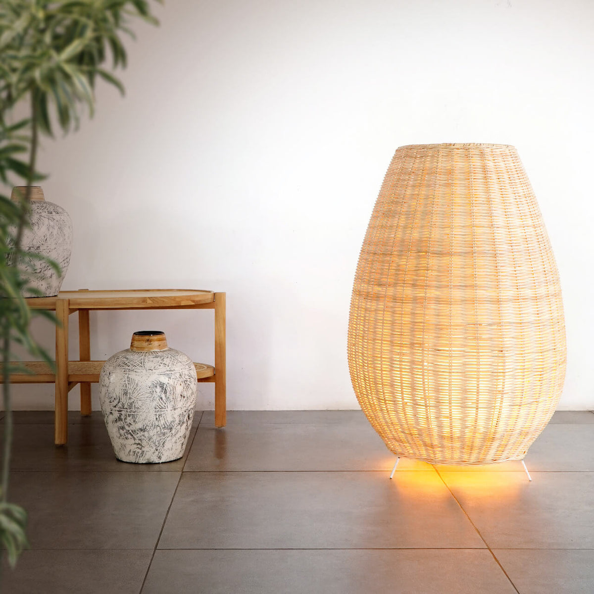 Nice Rattan Standing Lamp Without Electric Cable – Set of 2