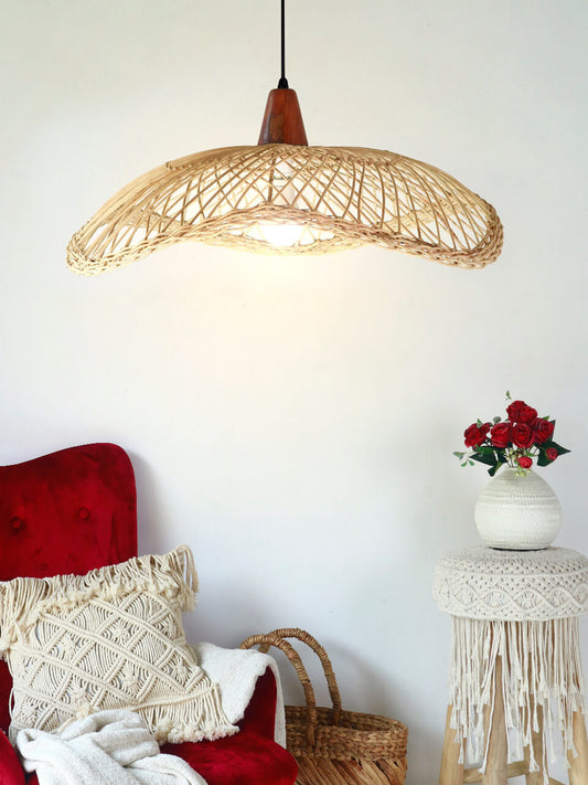 Aries Hanging Lamp With Teak On Top And Without Electric Cable