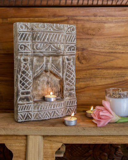 Raj Candle Holder Carving