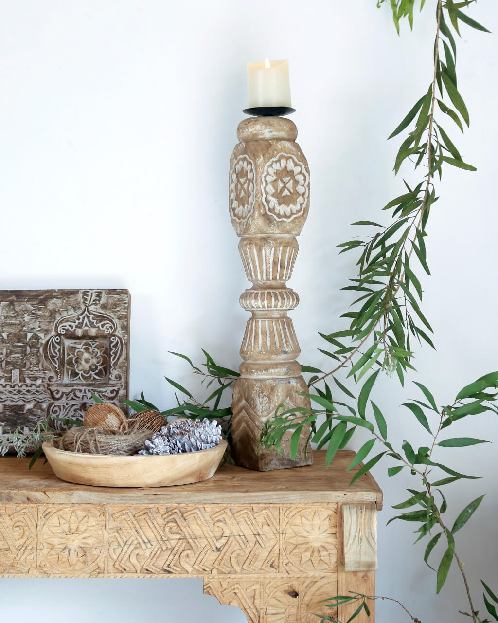 Nadeem Candle Holder Carving