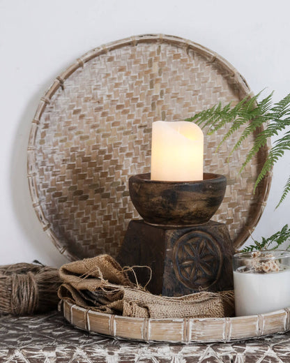 Ranveer Candle Holder Carving Small