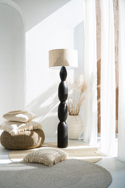 Teak floor lamp Fotis Standing – boho decor handcrafted in Bali by BaliSouk