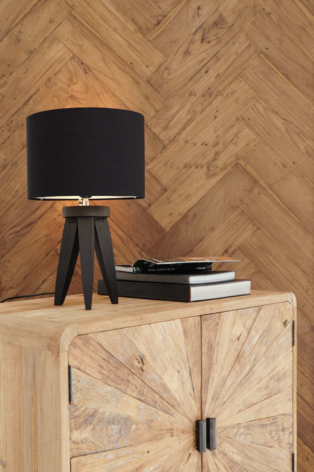 Teak table lamp – Faro, natural natural materials in boho style