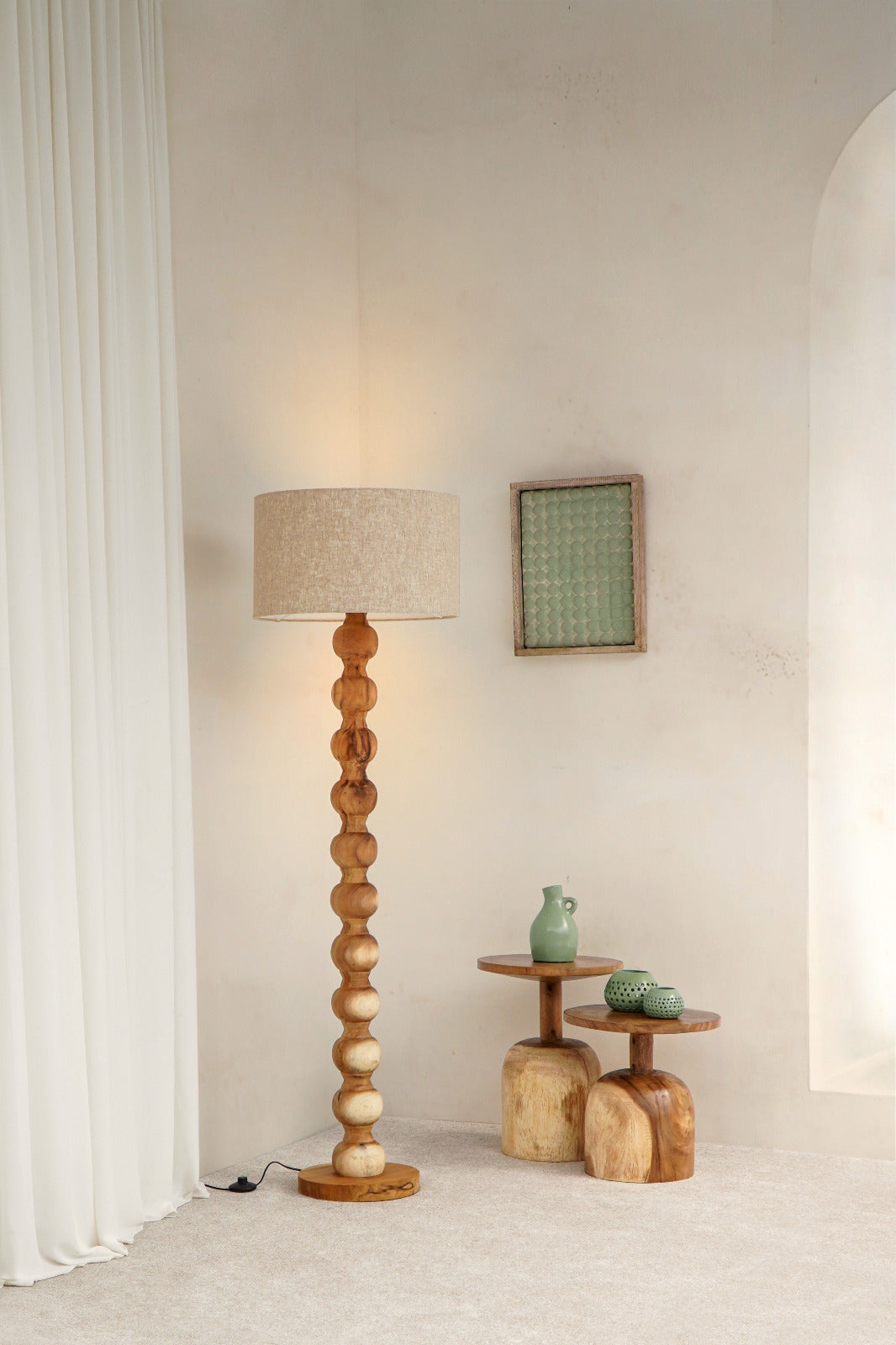 Handmade teak floor lamp – the Omeet Standing, boho decor made in Bali