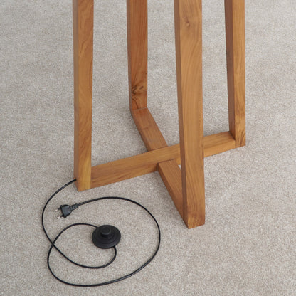 Teak floor lamp Barack Standing – handmade in Bali, boho style