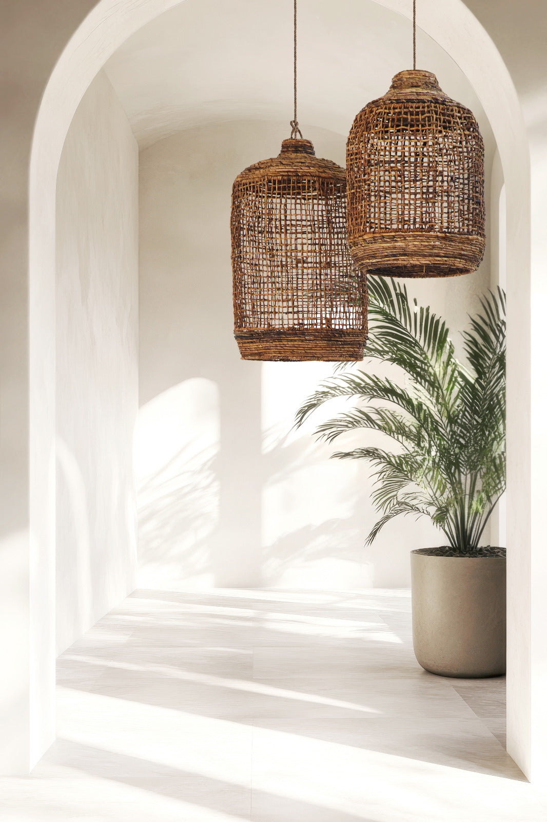 Handmade water hyacinth pendant lamp – the Barack, boho decor made in Bali