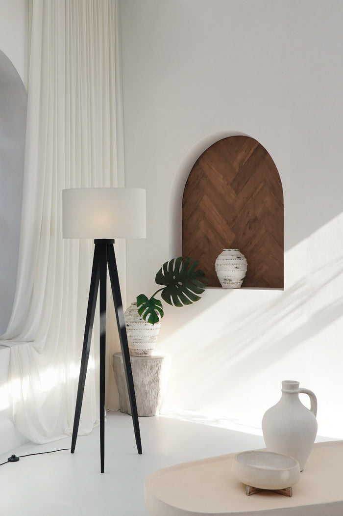 Teak floor lamp – Alaula Standing – boho decor handmade in Bali by BaliSouk