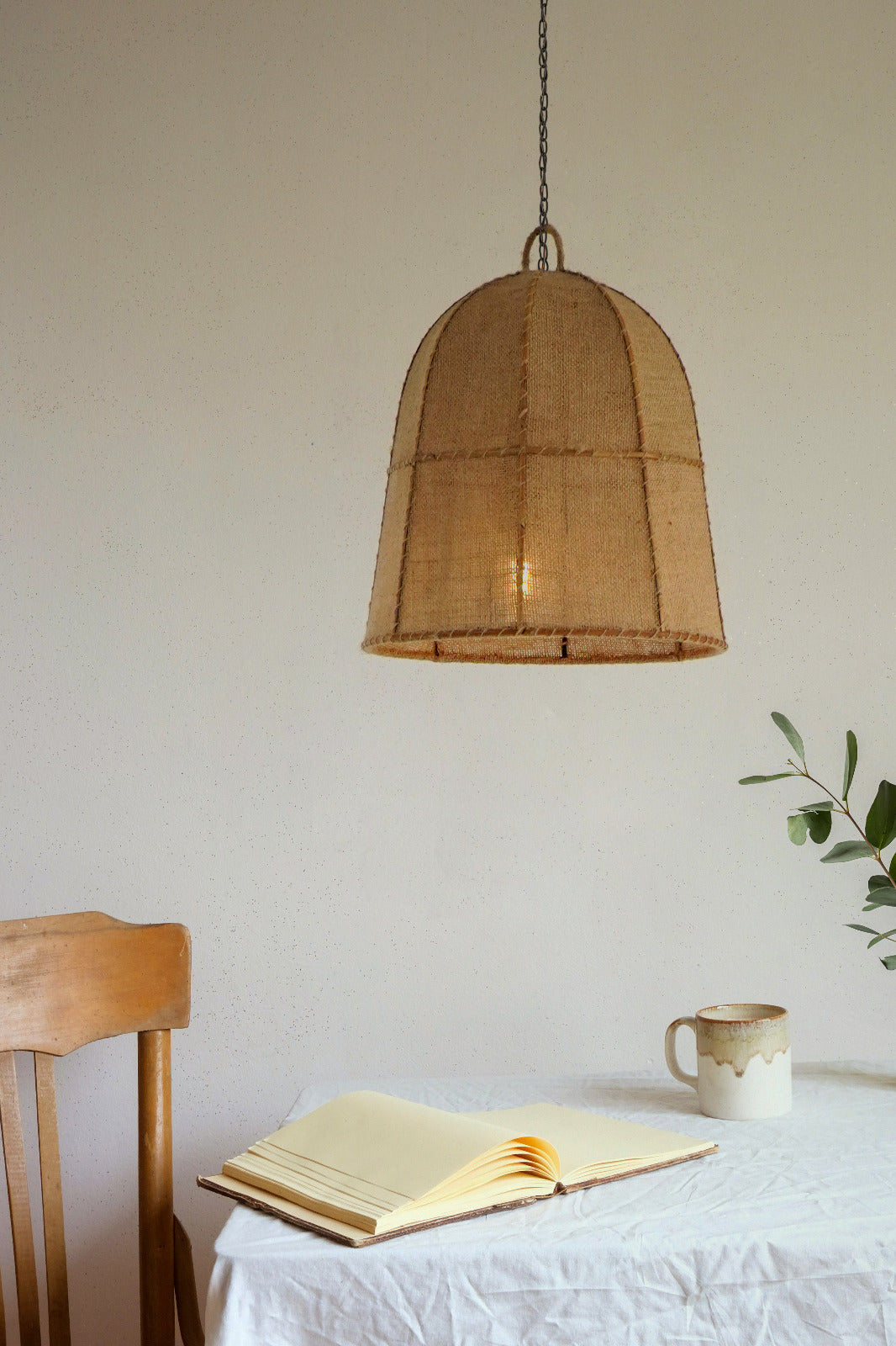 jute hanging lamp Susan – boho decor handcrafted in Bali by BaliSouk
