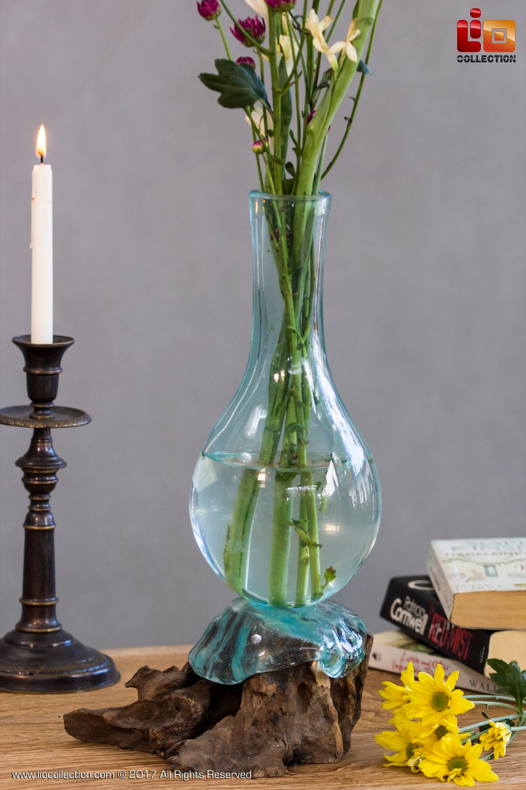 Handmade teak vase – the Water Drop, boho decor made in Bali