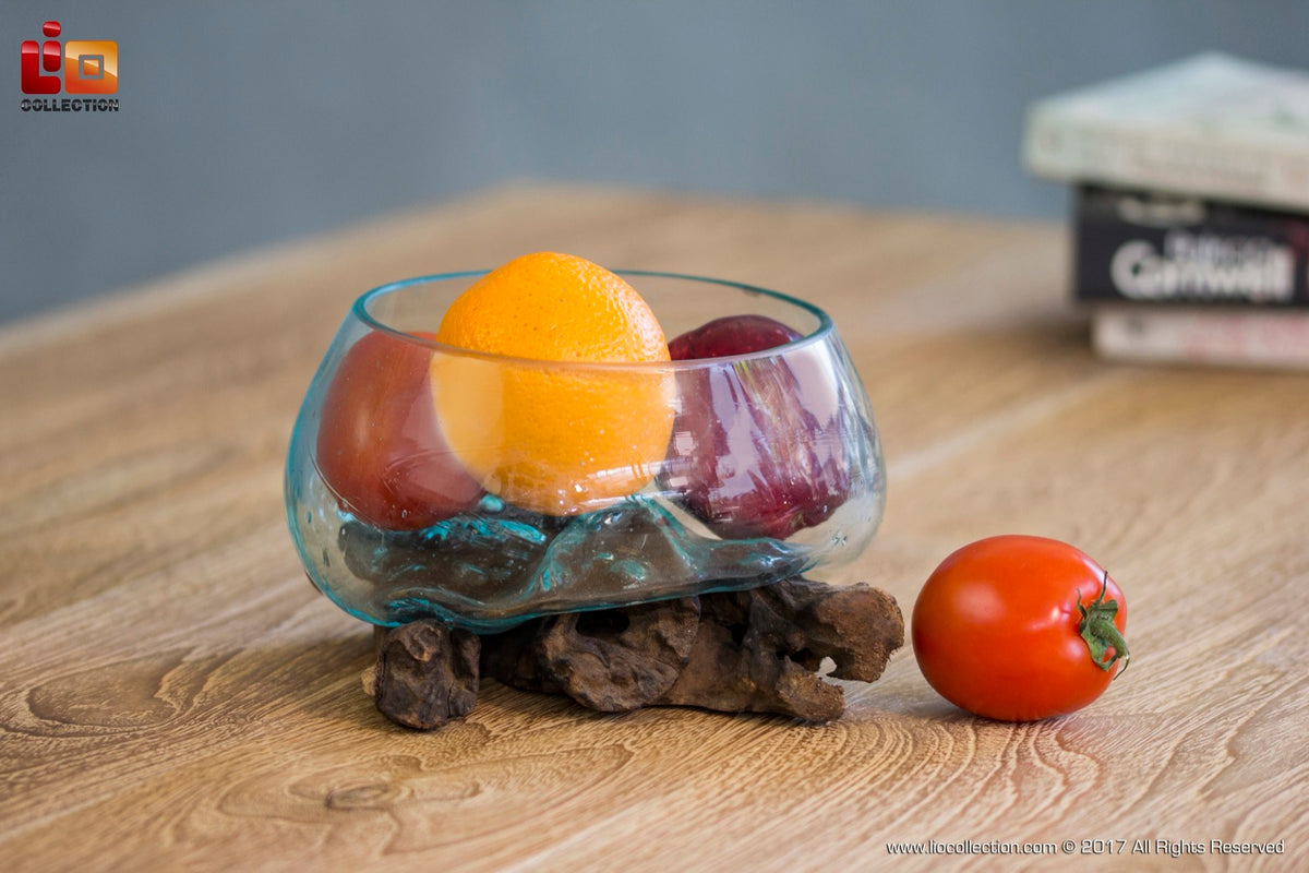 Reclaimed wood fish bowl – Water Drop, natural natural materials in boho style