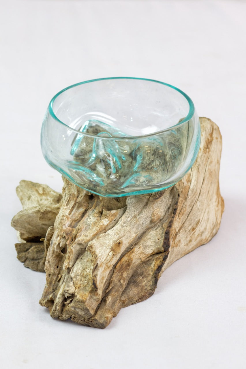 Handcrafted teak bowl – Water Drop, boho decor from BaliSouk