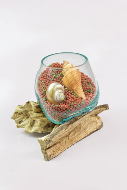 Teak aquarium Solo Water Drop – handmade in Bali, boho style
