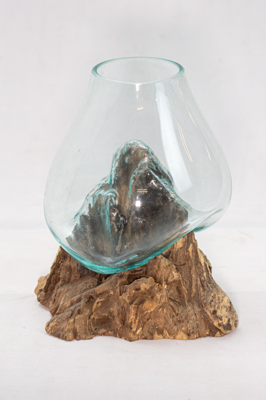 Teak aquarium – Solo Water Drop, natural natural materials in boho style