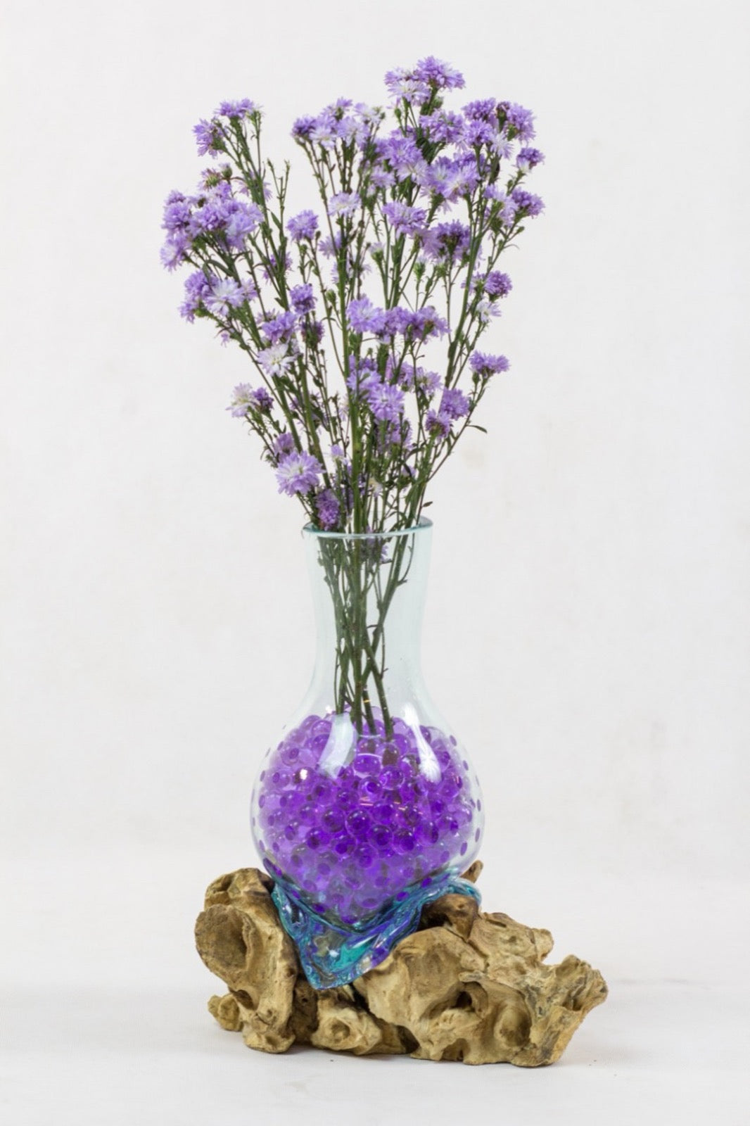 Teak vase – Melting Glass, natural natural materials in boho style