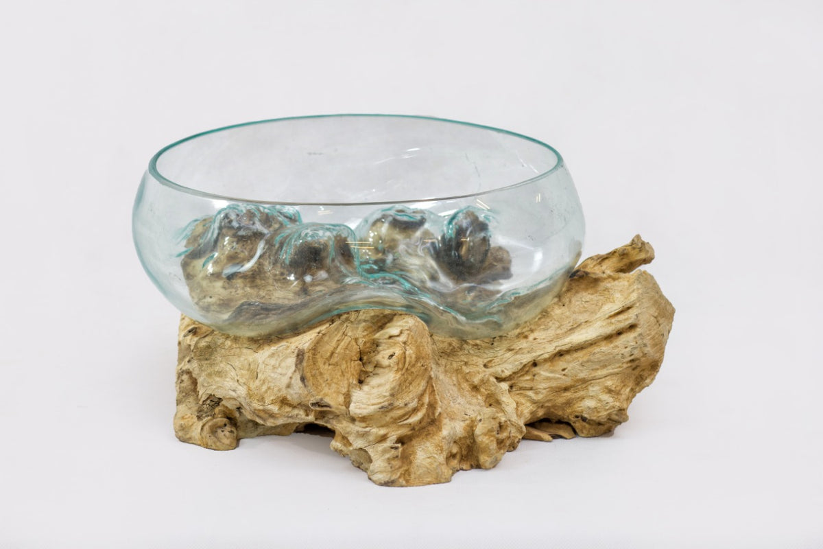 Reclaimed wood fish bowl – Water Drop, natural natural materials in boho style