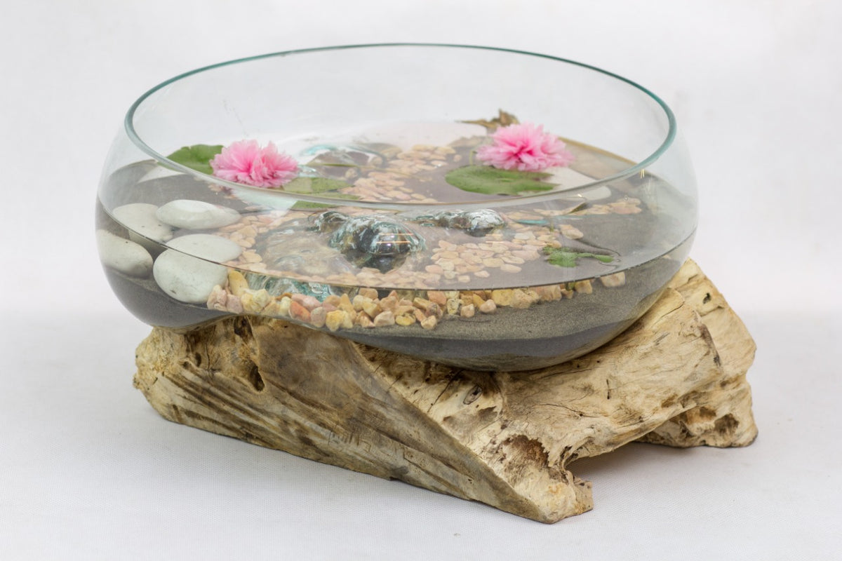 Reclaimed wood fish bowl – Water Drop, natural natural materials in boho style