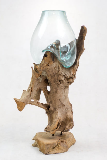 Handcrafted teak aquarium – Water Drop, boho decor from BaliSouk