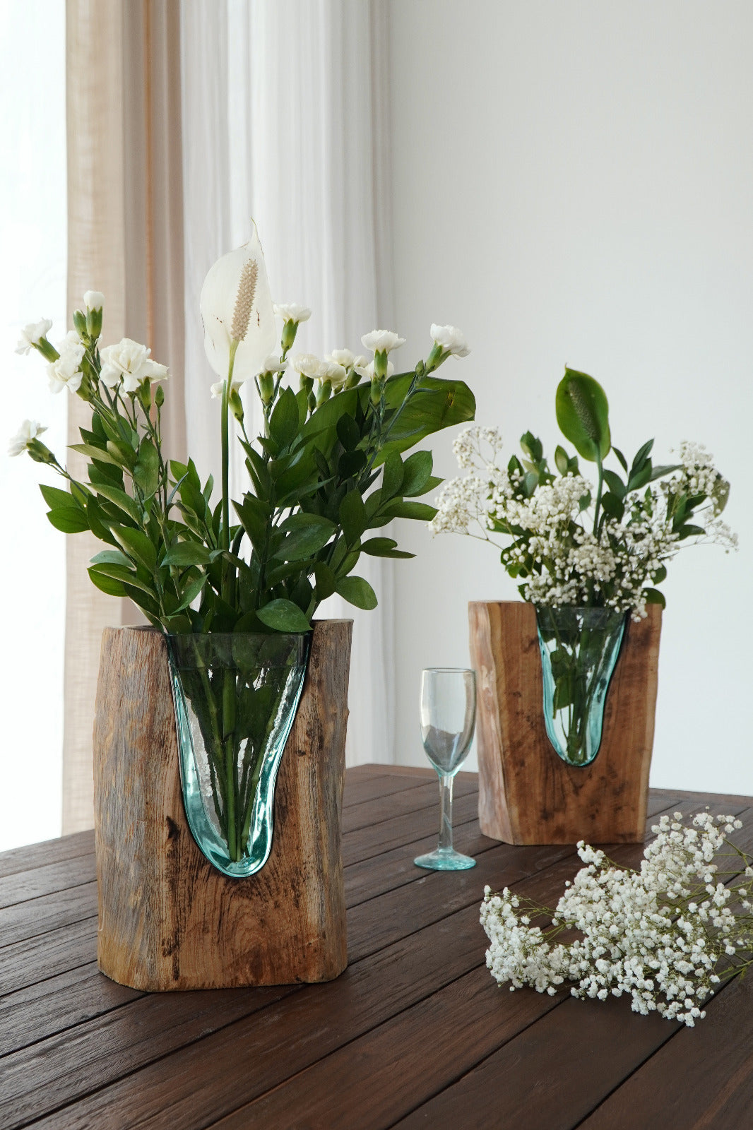 teak vase Dulcie Small – boho decor handcrafted in Bali by BaliSouk